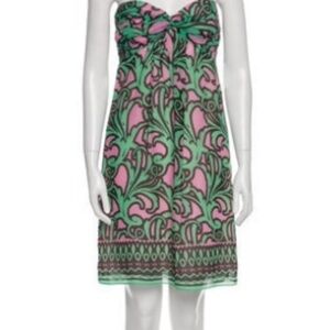 Milly Strapless Dress in Pink and Green